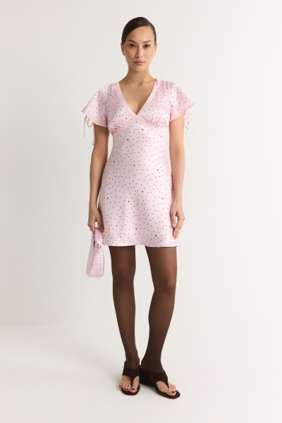 Платье с принтом и кружевной отделкой TOPTOP, цвет: розовый с принтом, TT.010.19413.301 купить онлайн