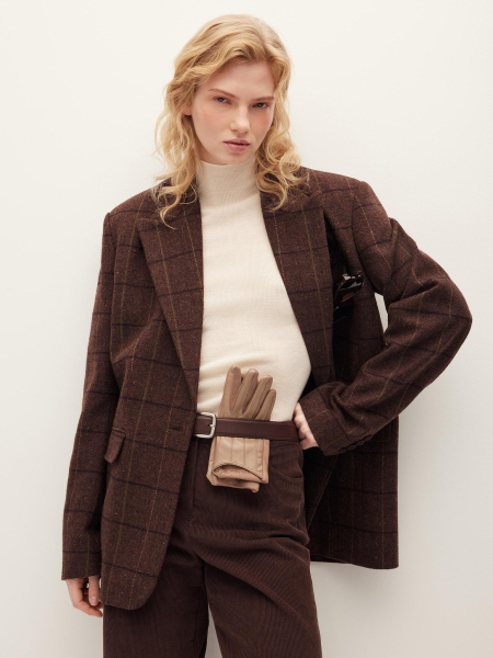 Жакет твидовый в клетку Chaika, цвет: коричневый, AW25BZ01-145 купить онлайн