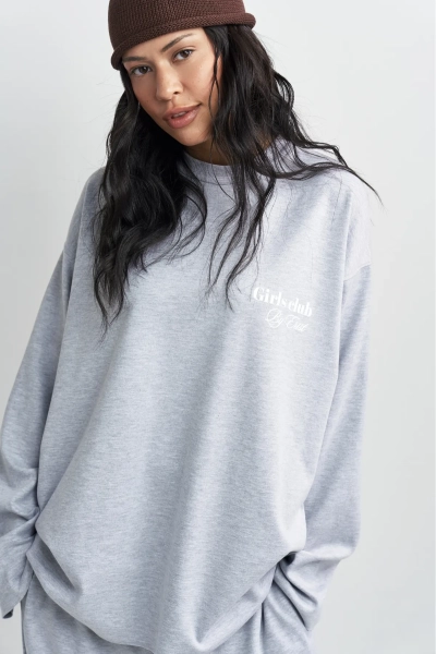 Лонгслив хлопковый с необработанным краем Erist store, цвет: серый меланж, НФ-00003382 купить онлайн