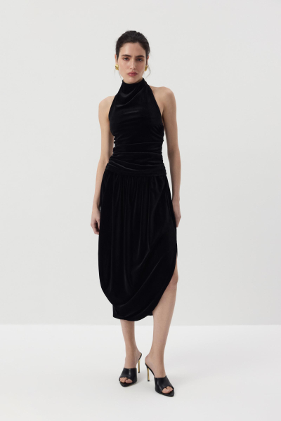 Топ халтер со стойкой из бархата Charmstore, цвет: Черный, 102-12642-880 купить онлайн