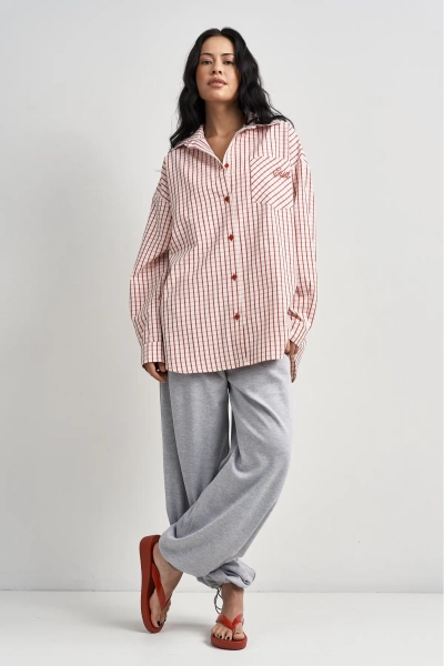 Рубашка в клетку Erist store, цвет: красный, НФ-00003483 купить онлайн