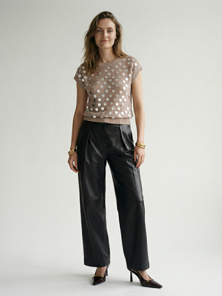 Кофта с пайетками SAGAS, цвет: светло-коричневый, 3400205 купить онлайн