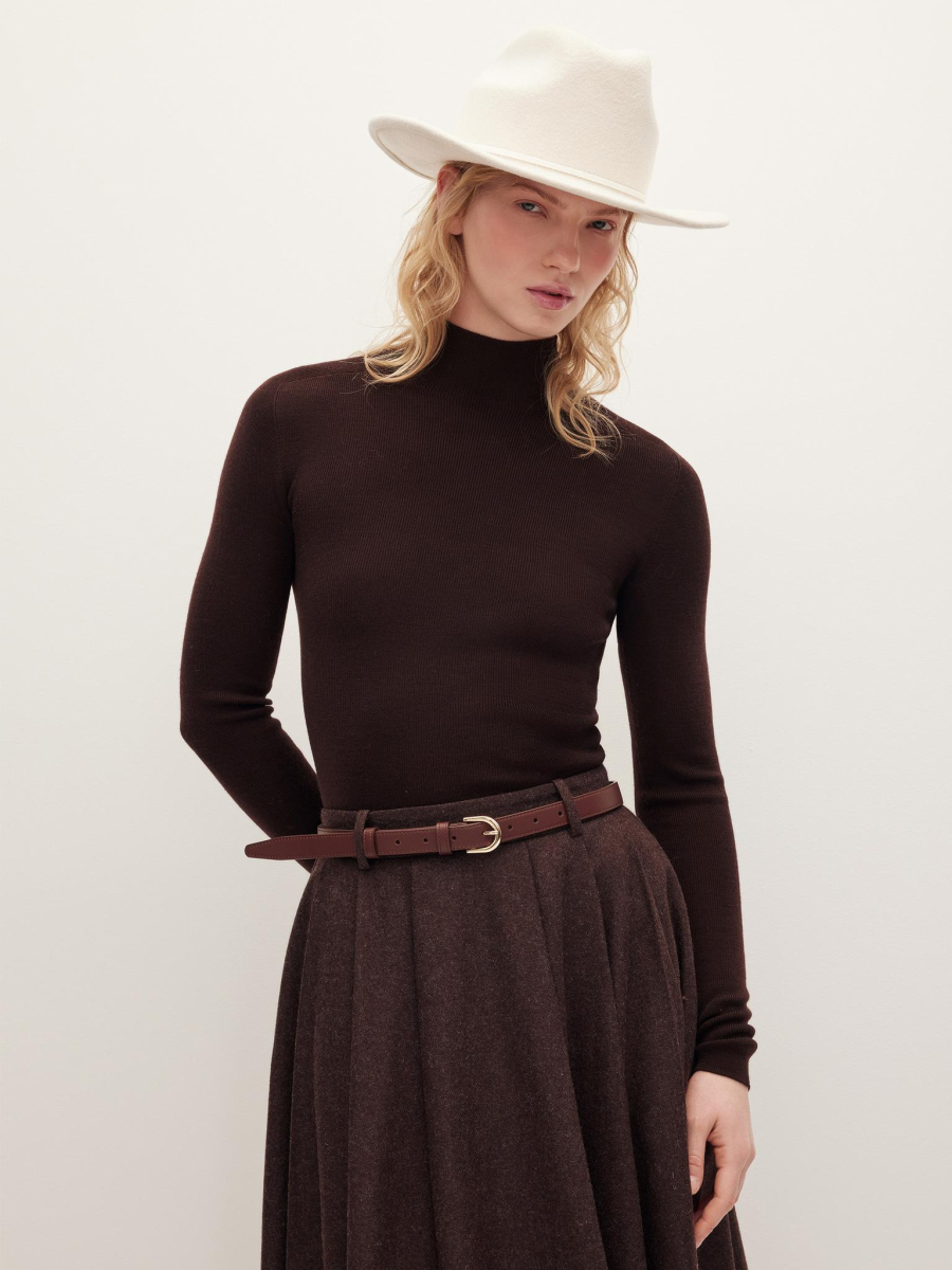 Водолазка из шерсти мериноса Chaika, цвет: коричневый, AW25KN01-45 купить онлайн