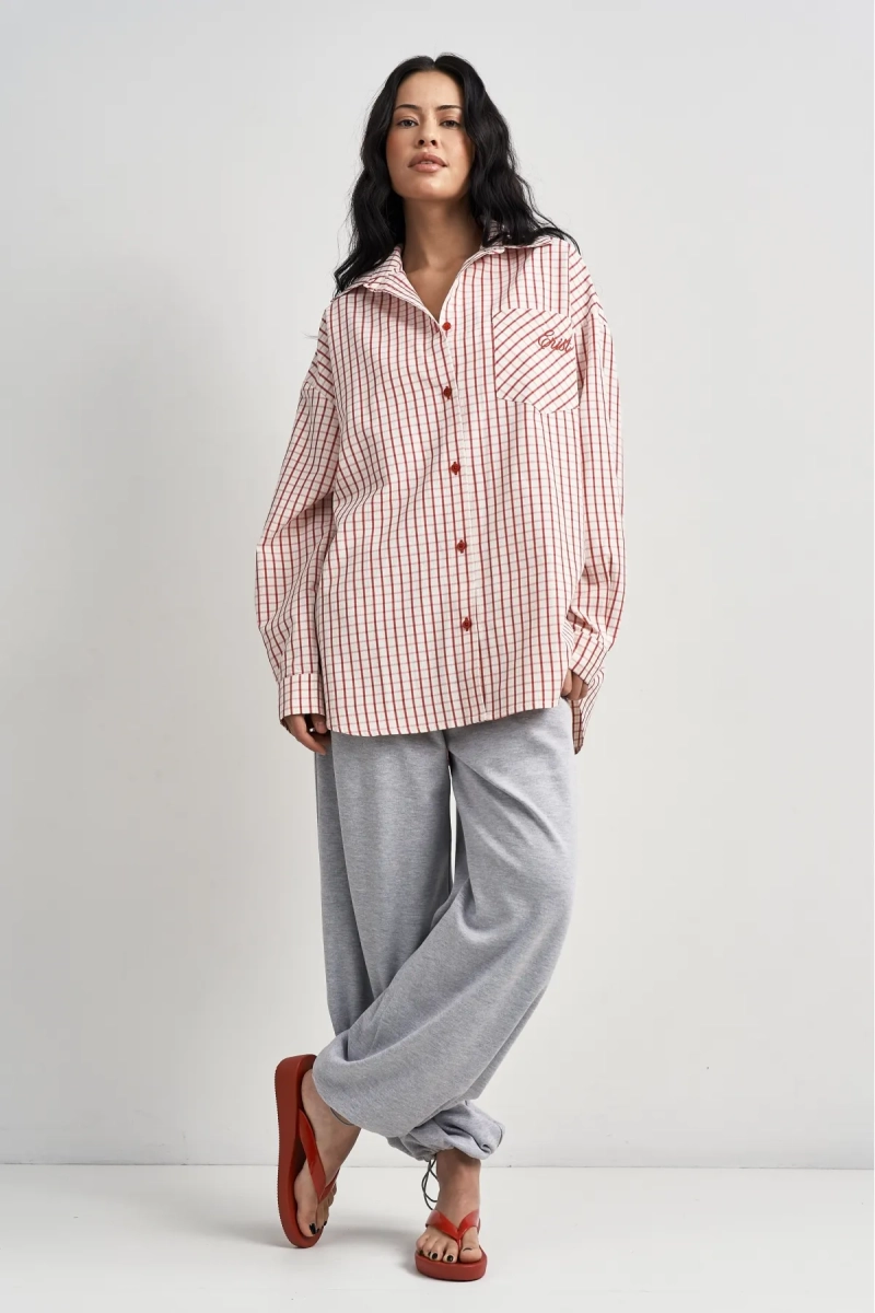 Рубашка в клетку Erist store, цвет: красный, НФ-00003483 купить онлайн