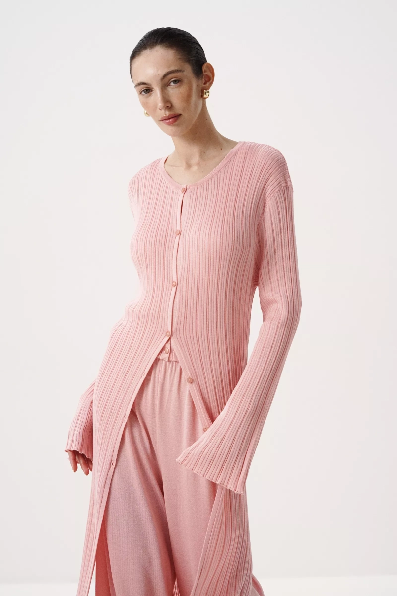 Кардиган макси из лиоцелла и шерсти Charmstore, цвет: розовый коралл, 305-586119-1009 купить онлайн