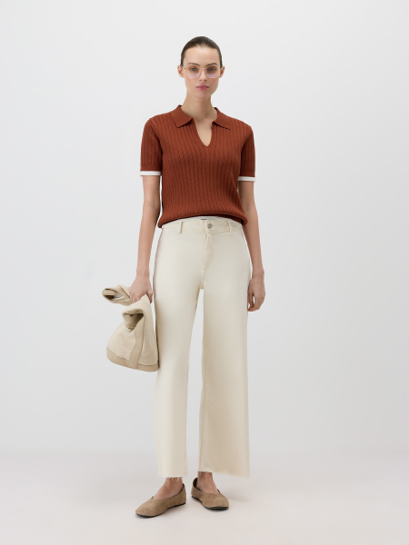 Пуловер в стиле поло Conso, цвет: терракотовый/молочный, KPS 260732 - терракотовый/молочный купить онлайн