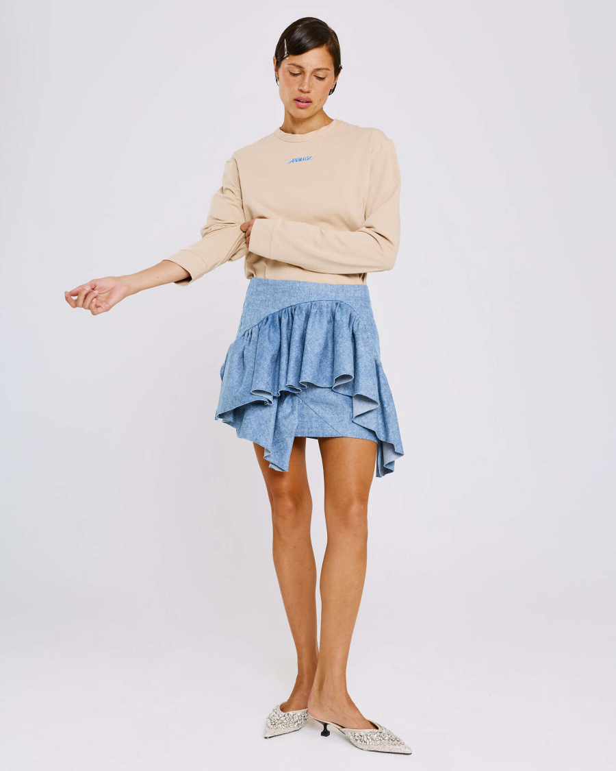 Юбка мини из денима с воланами Anmuse, цвет: синий, SKT26SP305-DNM купить онлайн