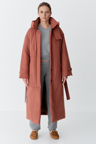 Пальто однобортное утепленное Ricoco, цвет: терракотовый, 7012/1 купить онлайн