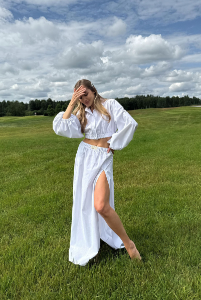 Юбка изо льна (белая)  MINI & LABEL .B Label .B, цвет: белый,  купить онлайн