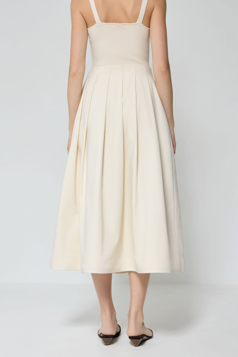 Юбка в складку из костюмной ткани AROUND, цвет: молочный, 2725_25CPE01 купить онлайн