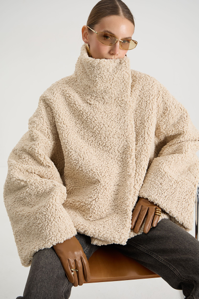 Бомбер mini из эко-меха MIA AIM, цвет: молочный,  купить онлайн