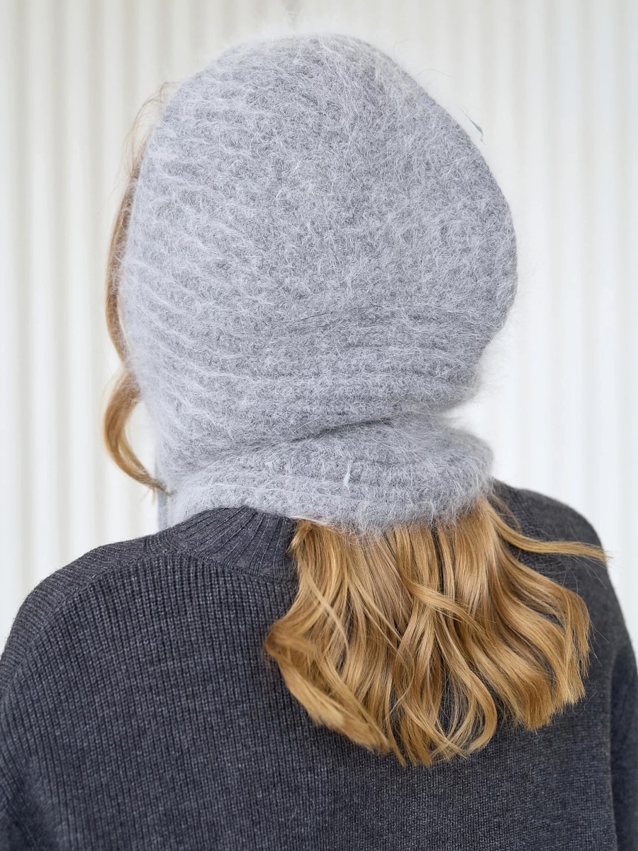 Капор из ангоры крупной вязки I.B.W., цвет: серый KJ097 купить онлайн