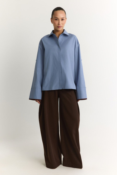 Рубашка из 100% хлопка TOPTOP, цвет: голубой с принтом, TT.021.17920.601 купить онлайн