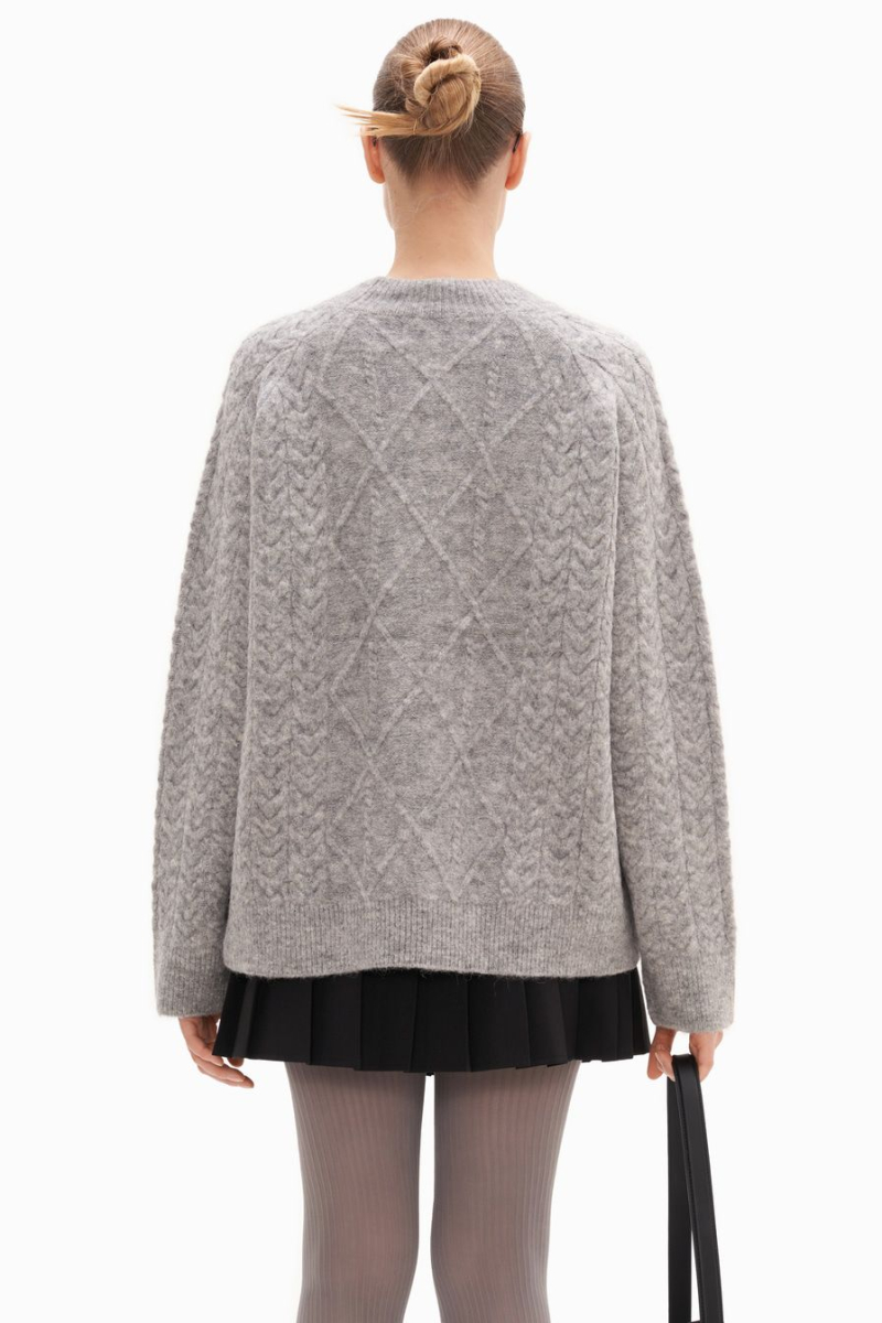 Джемпер с вязкой «косичка» TOPTOP, цвет: серый, TTS.050.13884.800 купить онлайн