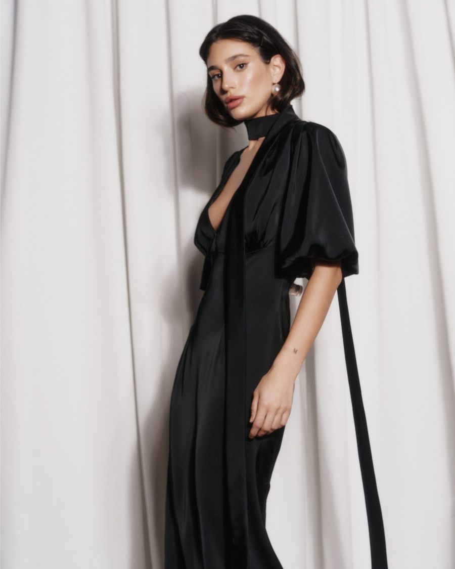 Платье SILENT GLOW BLACK MIDI YONS, цвет: Черный, YO-762 купить онлайн