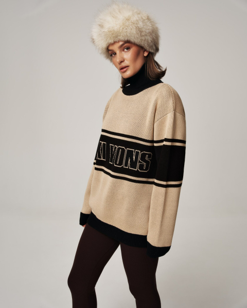 Свитер SKI YONS YONS, цвет: бежевый/черный, YO-747 купить онлайн