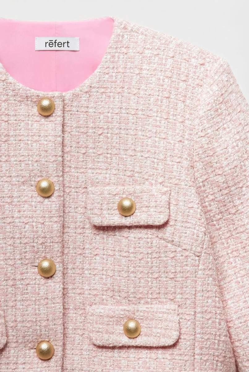 Жакет укороченный из твида с клапанами REFERT, цвет: розовый, 04-3505/3-2511 купить онлайн