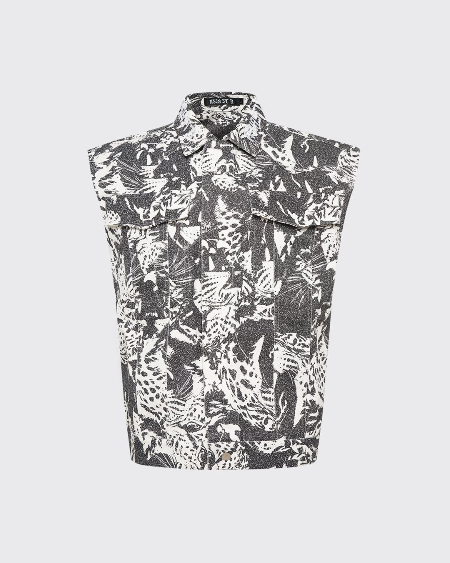 Жилет из денима с принтом ягуар ASIA ST 71, цвет: Черный, Ast71.vest-jaguar-denim купить онлайн