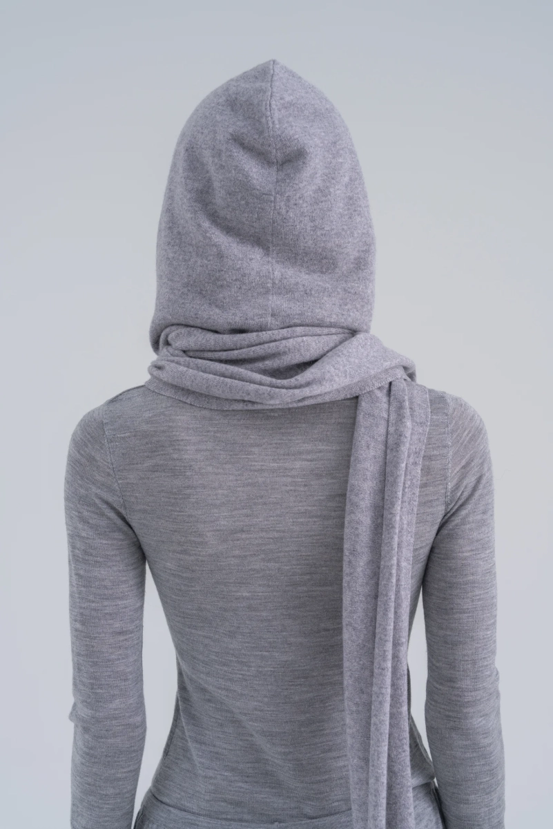 Капюшон из шерсти мериноса Mankova, цвет: серый меланж SH23-002 купить онлайн
