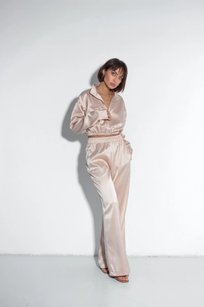 Брюки из атласа GARCHIT, цвет: бежевый, GARAtlBrBeg купить онлайн