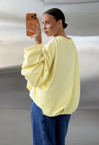 Свитшот с защипами тонкий Label .B, цвет: Светло-желтый,  купить онлайн