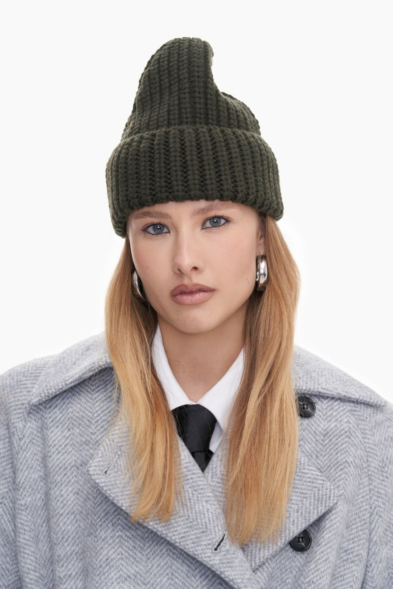 Шапка из смесовой шерсти мериноса TOPTOP, цвет: хаки TT.601.15345.510 купить онлайн