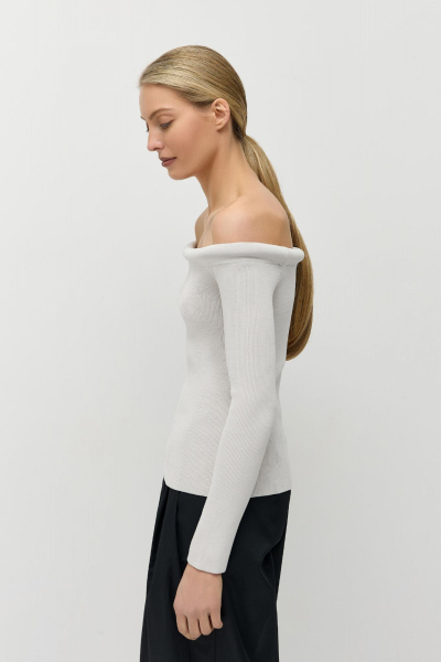 Джемпер с открытыми плечами из вискозы AROUND, цвет: Светло-серый, 219_121VN03 купить онлайн