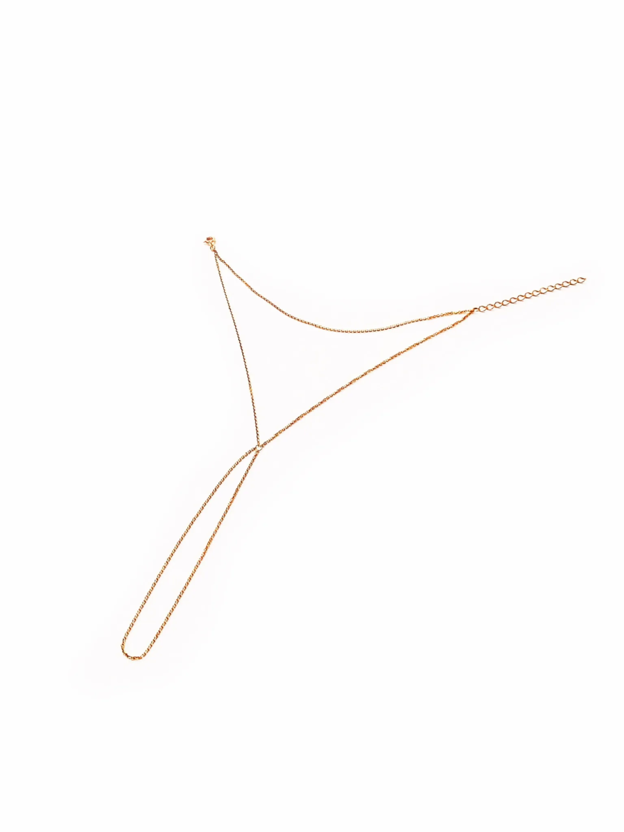 Серебряный браслет-слейв на цепочке на руку gold