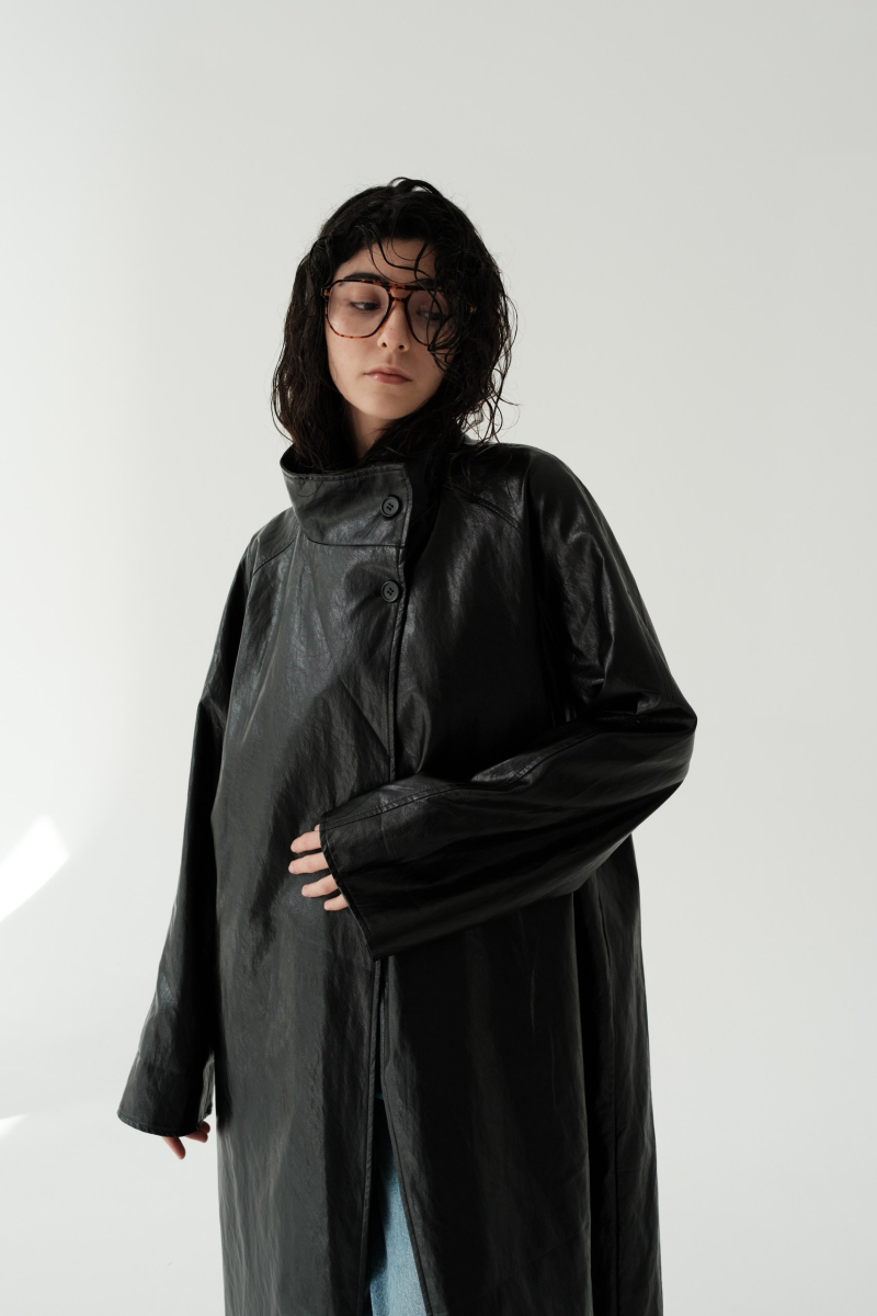 Тренч кожаный No name not same, цвет: Черный,  купить онлайн