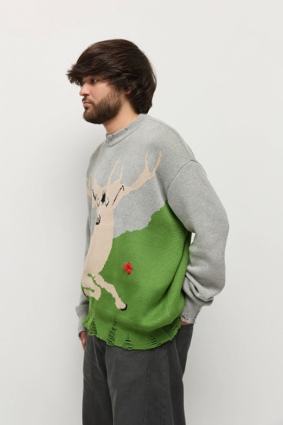 Джемпер Around x Гастроли AROUND, цвет: серый/зеленый, 219_143C01 купить онлайн