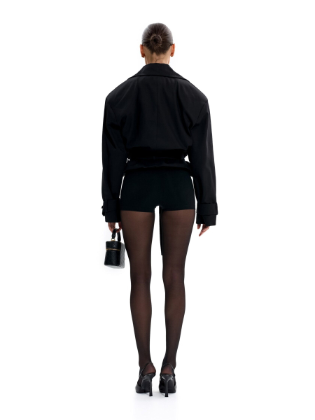 Укороченный тренч с объемными плечами ANOTHER SELECT, цвет: Черный, 00052 купить онлайн