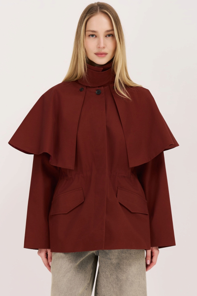 Тренч со съемным кейпом из хлопка с пропиткой Ricoco, цвет: терракотовый, 7057/2 купить онлайн