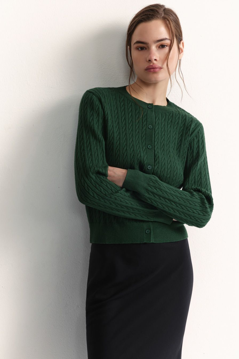 Кардиган из смесовой вискозы TOPTOP, цвет: зеленый, TT.051.17723.500 купить онлайн