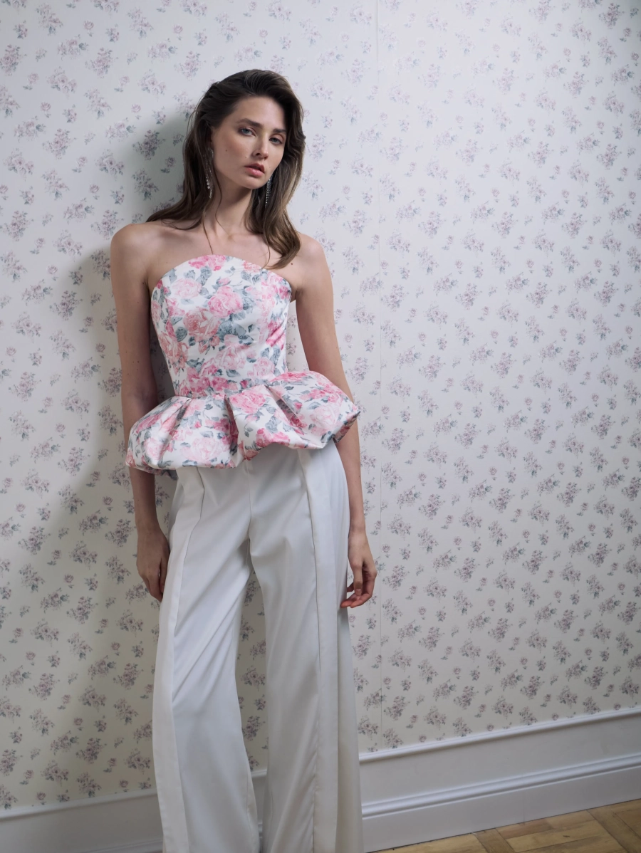 Топ-корсет цветочный принт Shtripling, цвет: белый, SHTOP004WHT купить онлайн