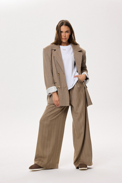 Брюки из шерсти ABDA, цвет: коричневая елочка, 332509502117 купить онлайн