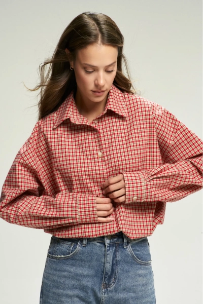 Рубашка Oversized в клетку Red Erist store, цвет: красный, НФ-00002700 купить онлайн