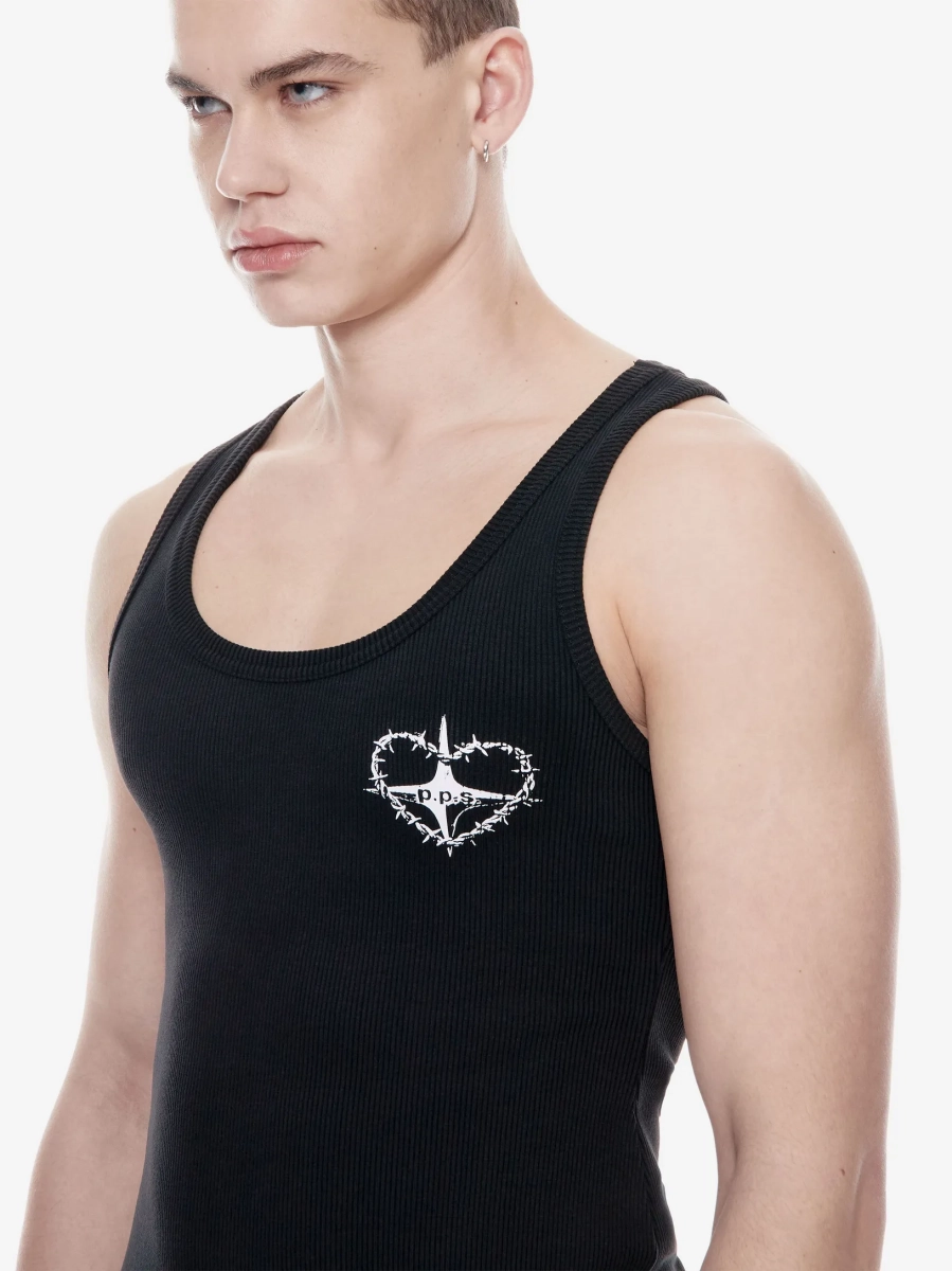 Хлопковая майка с принтом POST POST SCRIPTUM, цвет: Черный, 1107.000.00.02.001 купить онлайн