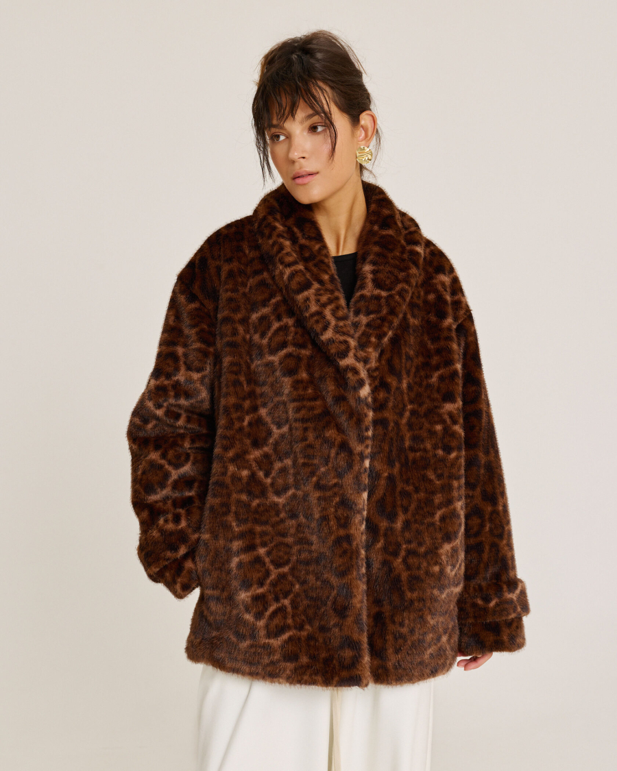 Пальто меховое LEOPARD Anmuse, цвет: разноцветный, FUR25W184-LEO купить онлайн