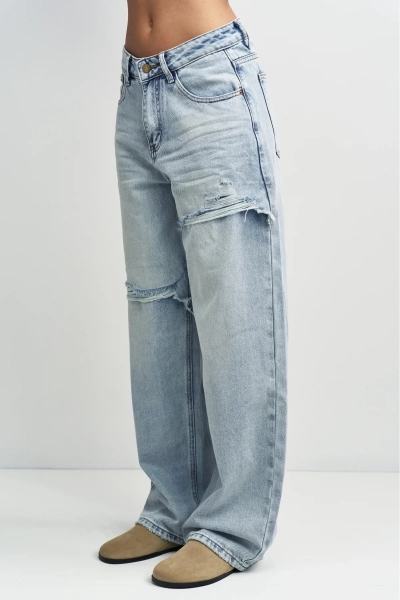Джинсы свободные с имитацией разрезов Erist store, цвет: голубой, НФ-00003368 купить онлайн