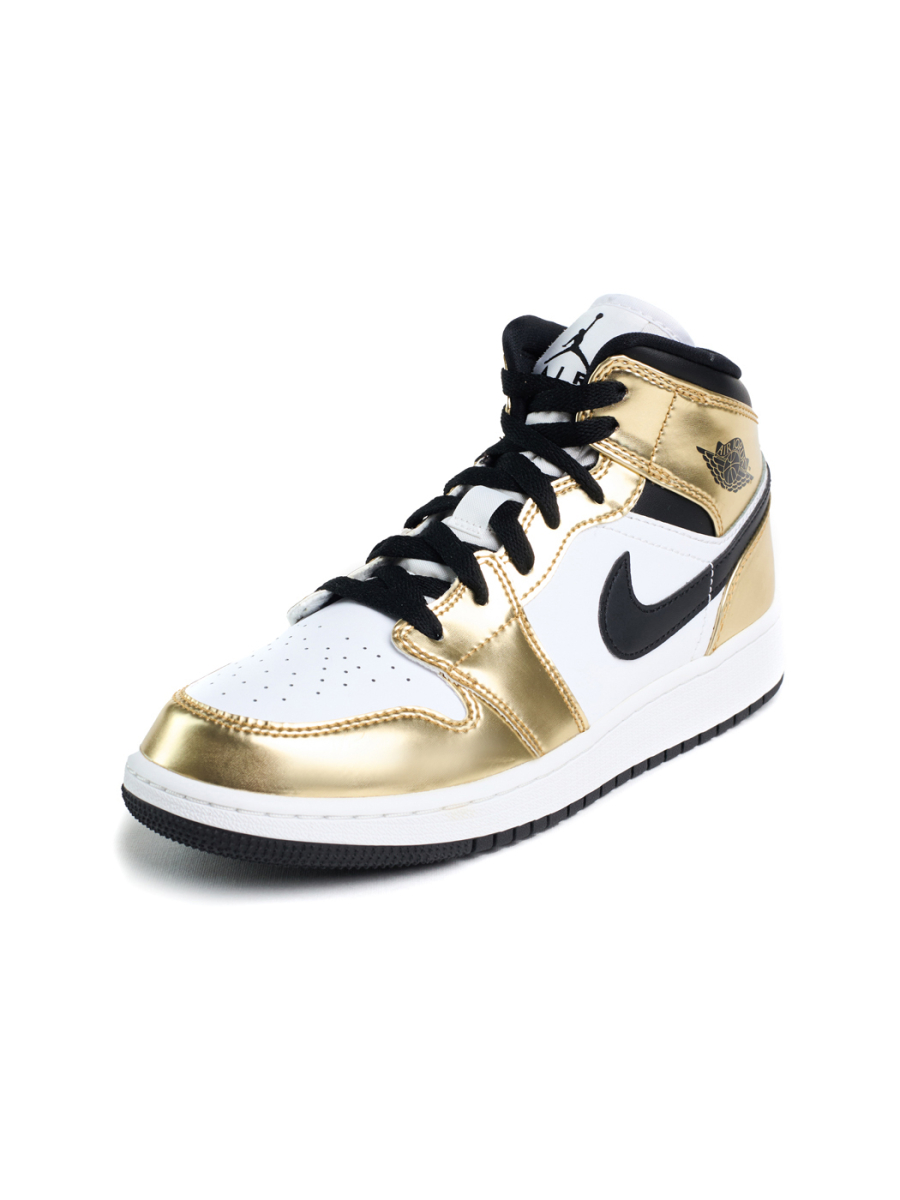 Кроссовки подростковые Jordan 1 Mid "Metallic Gold" GS NKDADDYS SNEAKERS, цвет: белый DC1420-700 купить онлайн