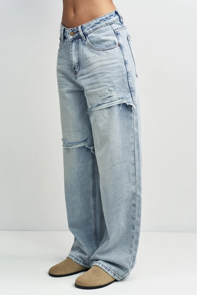 Джинсы свободные с имитацией разрезов Erist store, цвет: голубой, НФ-00003368 купить онлайн