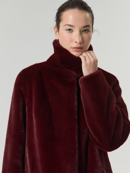 Экошуба с отложным воротником Only me, цвет: Бордовый, ЭШ5318 купить онлайн