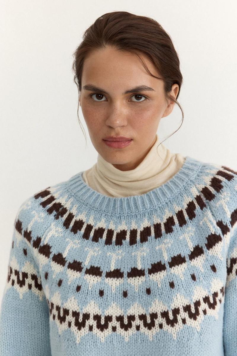 Джемпер с принтом TOPTOP, цвет: голубой с принтом, TT.050.17397.601 купить онлайн