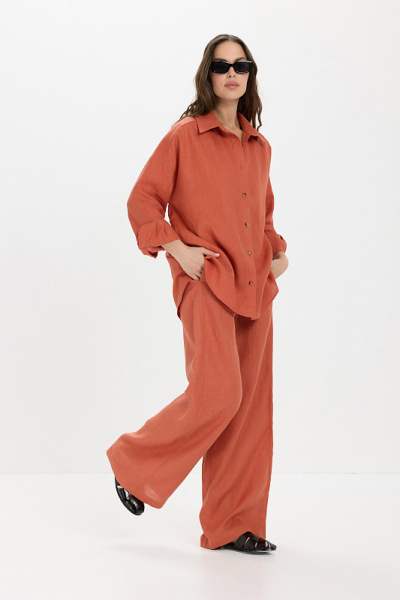 Рубашка лен ABDA, цвет: марокканская глина, 412609303517 купить онлайн