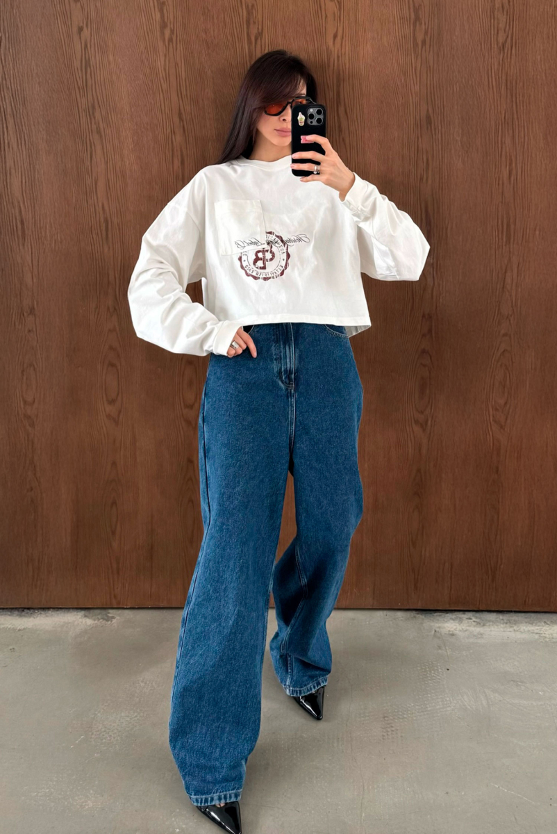 Лонгслив укороченный с карманом HRTG WHITE Label .B, цвет: WHITE, Tp.03.4.4101.0126WH купить онлайн