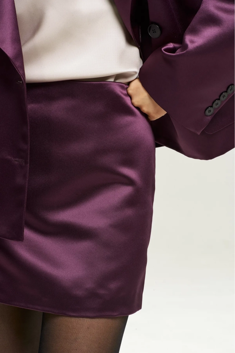 Юбка-мини атласная Plum Erist store, цвет: сливовый, НФ-00002945 купить онлайн