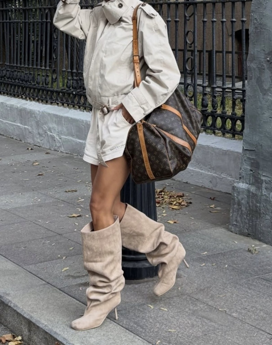 Сапоги замшевые с прямоугольным мысом SBALO, цвет: бежевый SN91-2 купить онлайн