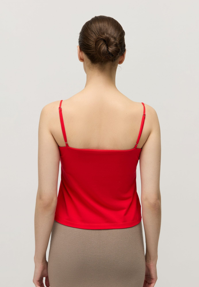 Топ из модала с хлопком AROUND, цвет: красный,  купить онлайн