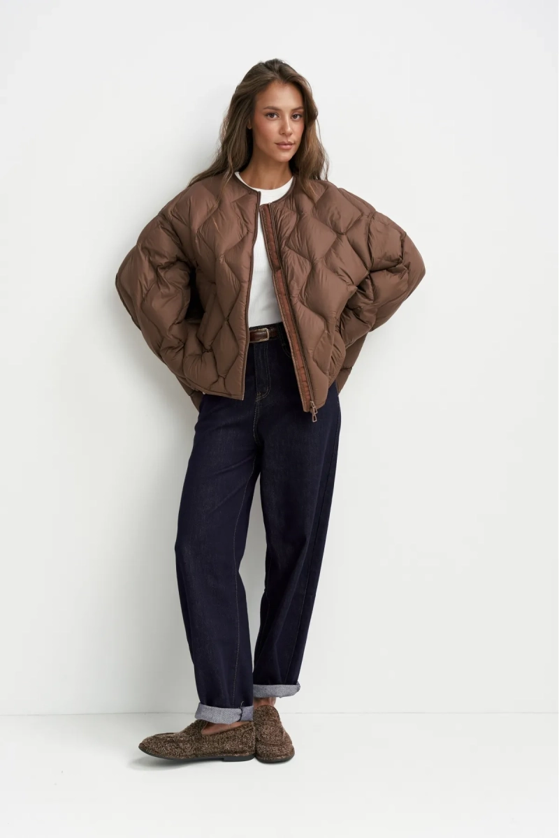 Куртка стеганная пух-перо ERISTSTORE, цвет: коричневый, НФ-00004101 купить онлайн