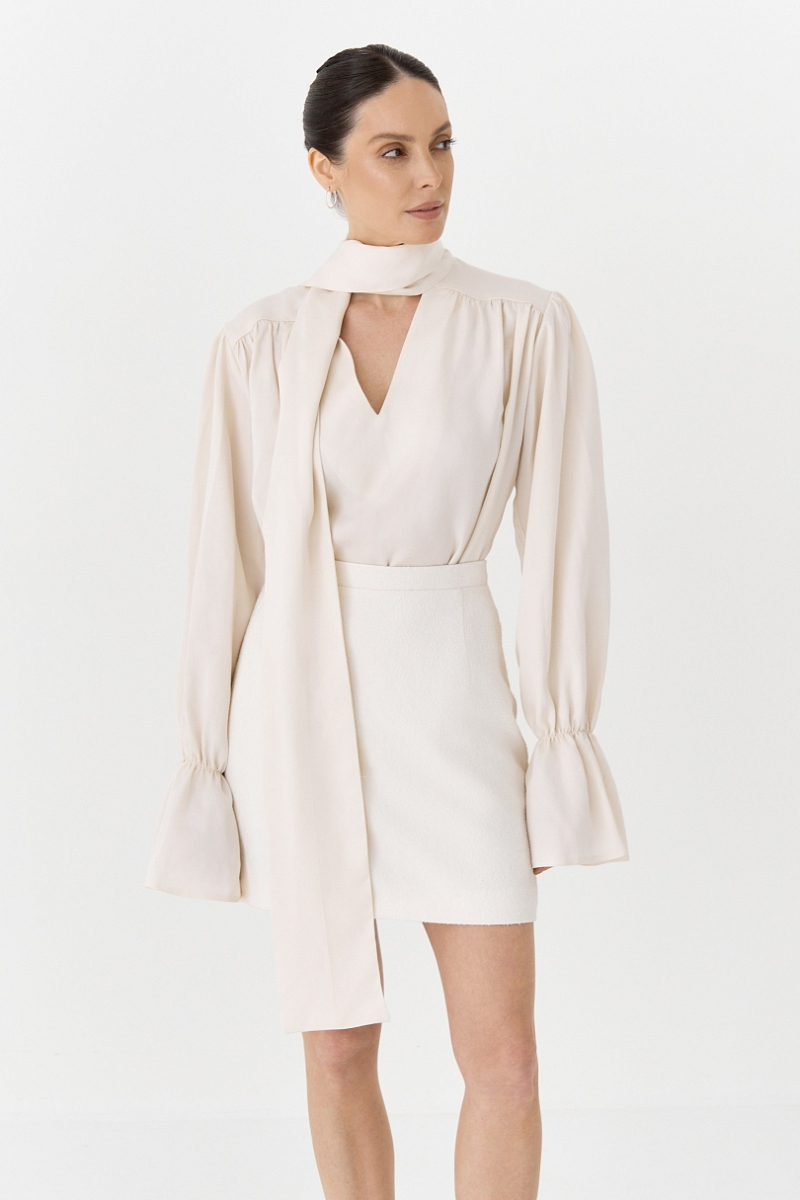 Блуза из 100% лиоцелла с бантом